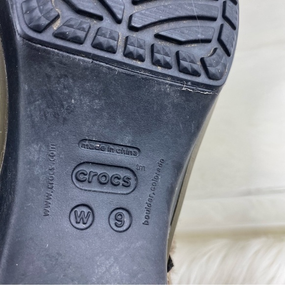 CROCS MULES COBBLER EVA INSULATED BROWN FUR LINED SIZE 8 Woman - Picture 8 of 10